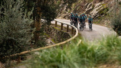 EVOC sponsored BORA hansgrohe professional cyclists riding together in a spring training camp